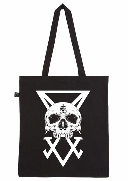 Schwarze Segeltuch-Tasche Sigil Skull mit gotischem Totenkopf-Symbol und Metall-XX