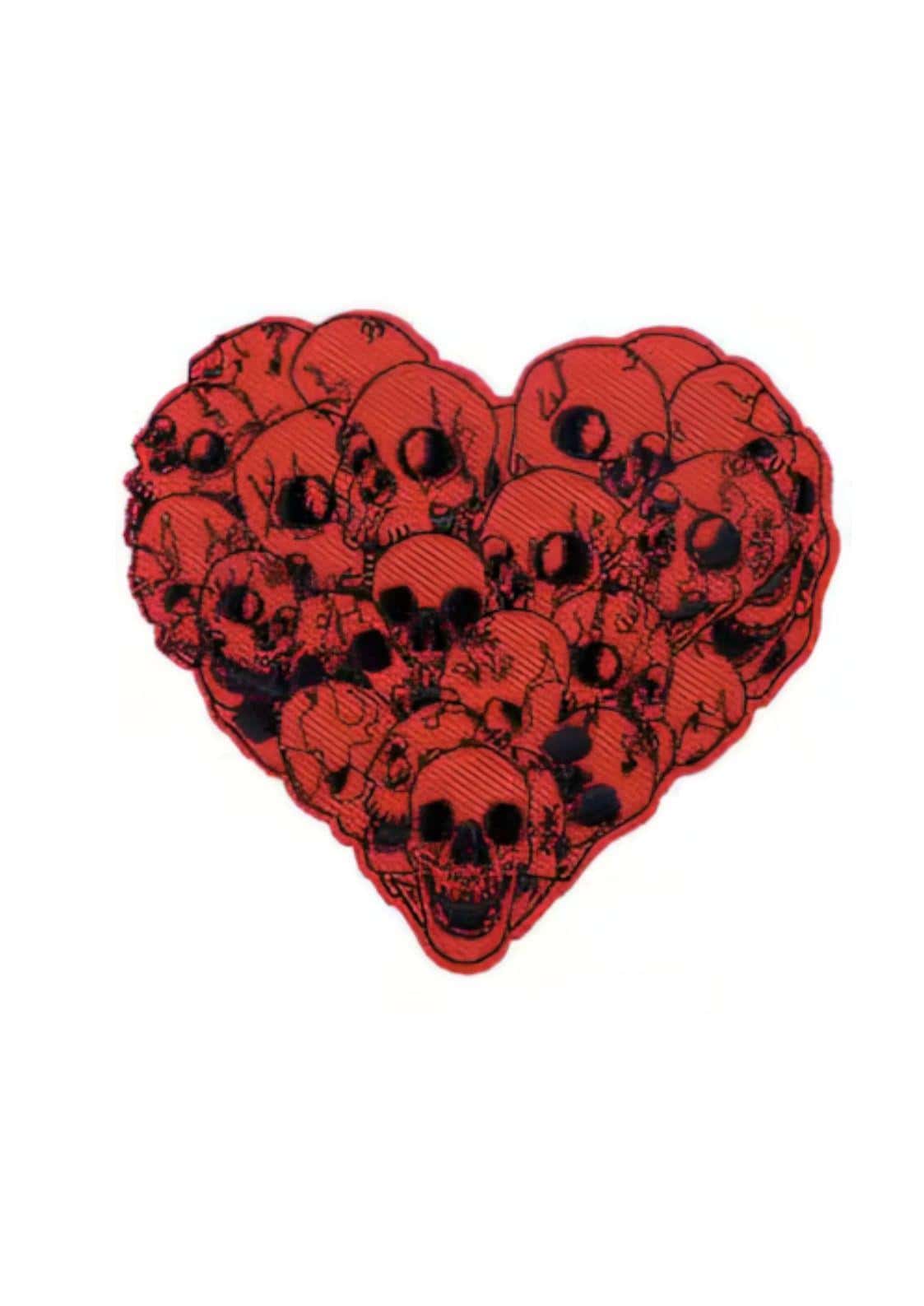 Roter herzförmiger gothic patch mit dichtem muster schwarzer köpfe für president patch skull heart patch