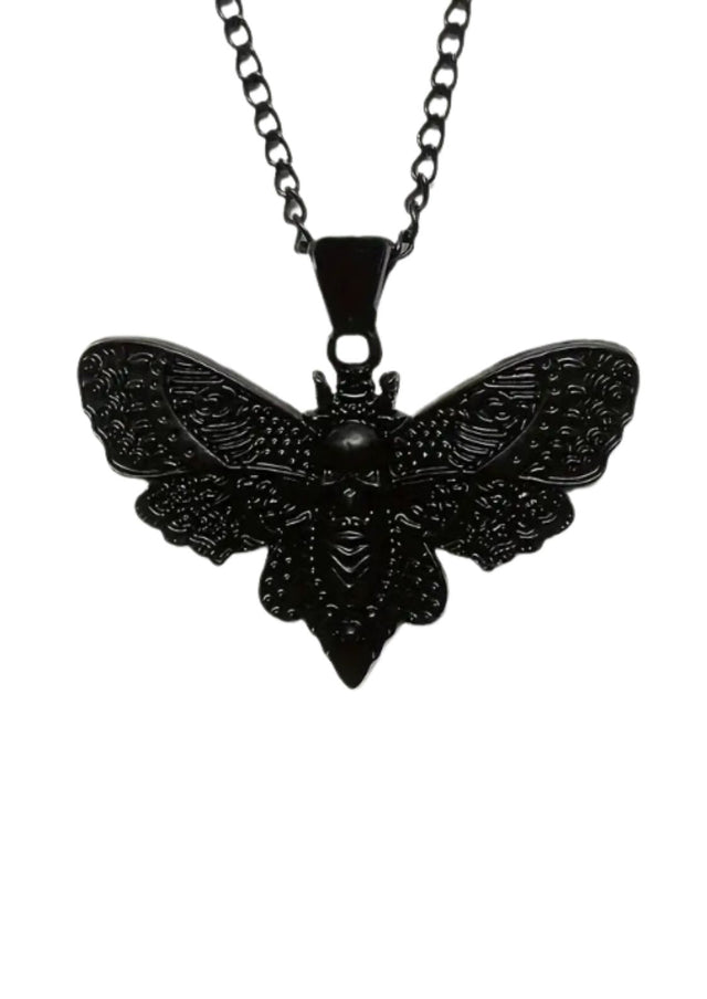 Schwarze Mottenkopf-Anhänger-Halskette