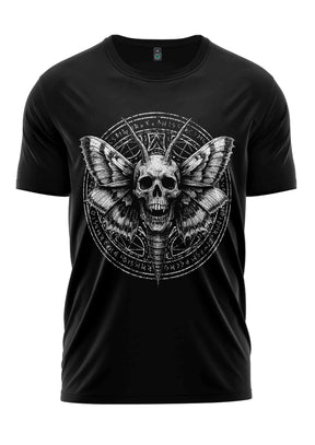 Schwarzes Gothic-Metal T-Shirt Skull Moth mit Totenkopf-Mottenflügeln