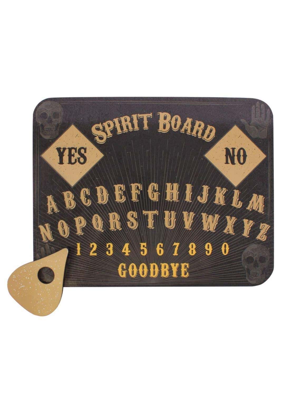 Black spirit board ouija board mit goldener schrift und schädelmotiv und passendem ouija planchette in goldfarben