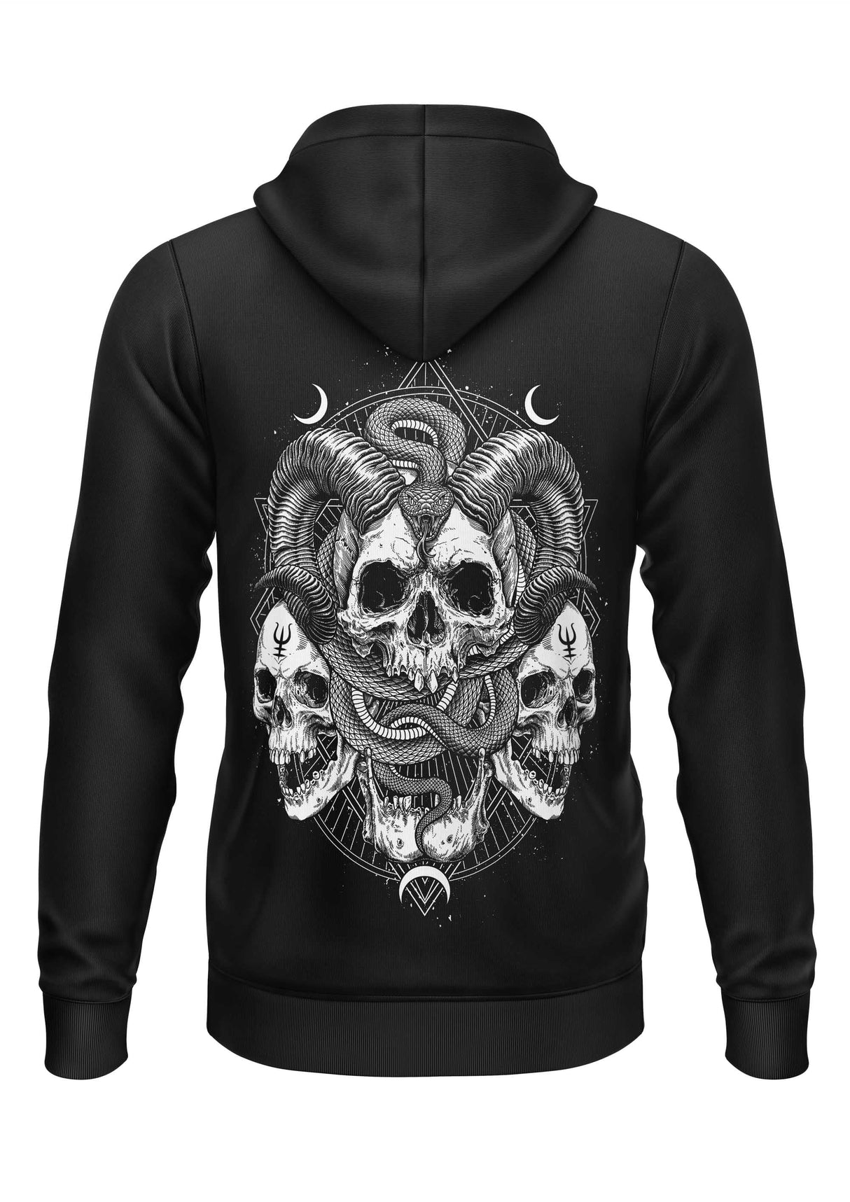 Schwerer Unisex Hoodie mit Skull Snake Backprint und Devils Prayer Motiven
