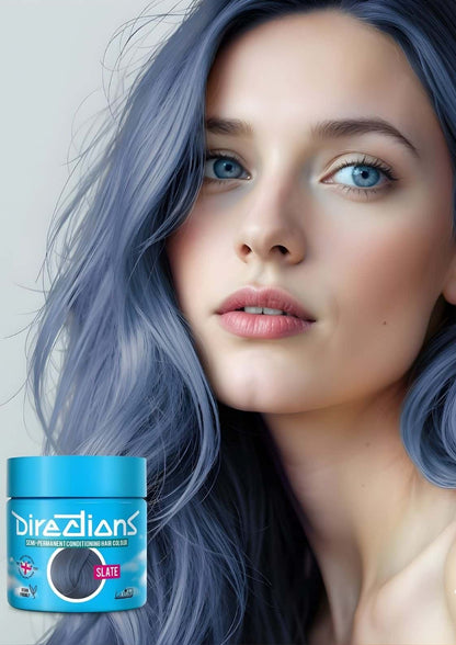 Vibrante blaue jar von direzions semi-permanente haartönung in kühles grau mit metallisches finish shade slate 100ml