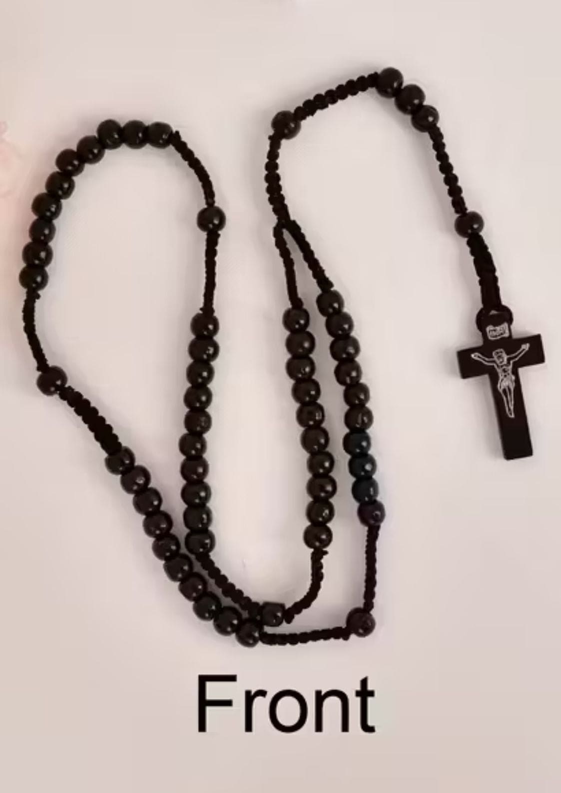 Schwarzer hölzerner Rosenkranz mit Kruzifix-Kreuz