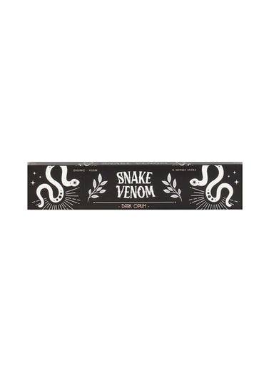 Black rechteckige räucherstäbchenbox mit weißem schlangen- und blattmotiv snake venom schwarz gothic horror style
