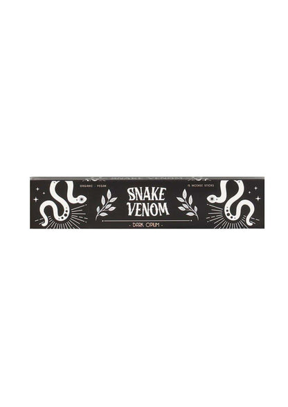 Black rechteckige räucherstäbchenbox mit weißem schlangen- und blattmotiv snake venom schwarz gothic horror style