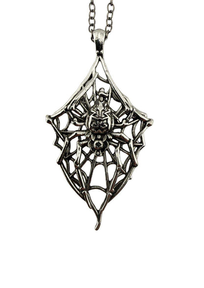 Silberne spider and web halskette mit filigranem spinnennetz und detaillierter gothic arachnid für dark fashion