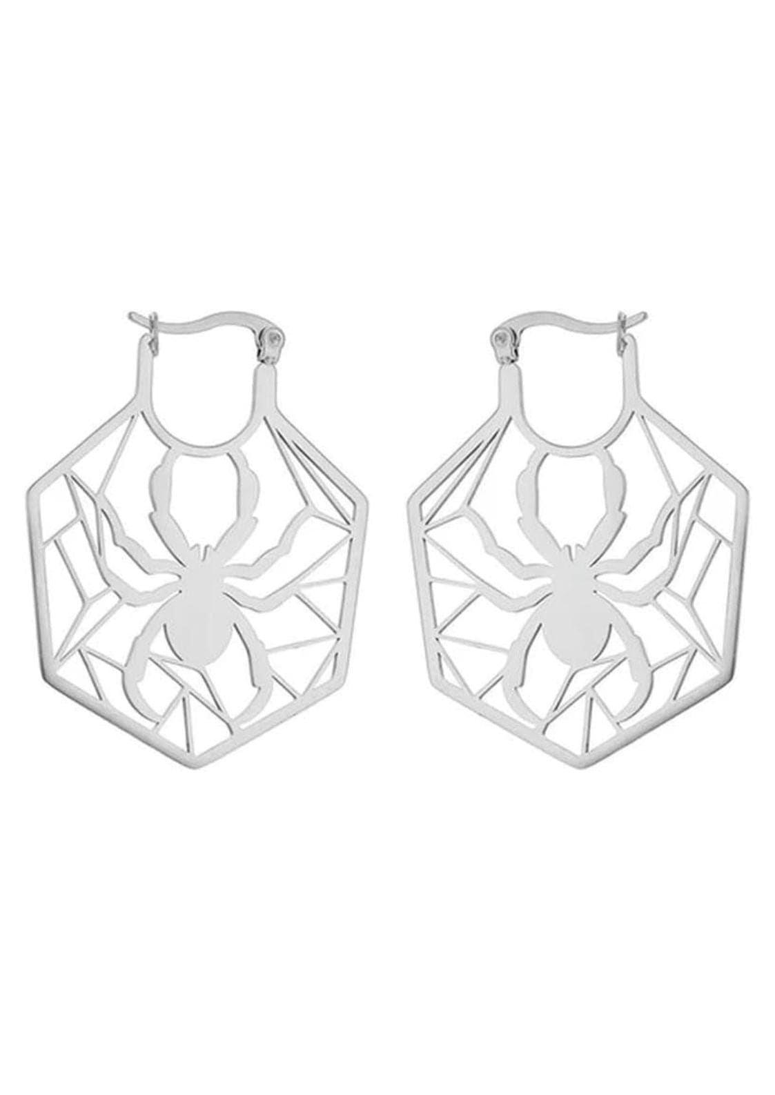 Silberne Spinnennetz-Ohrringe.