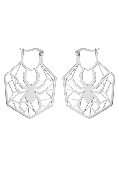 Silberne Spinnennetz-Ohrringe.