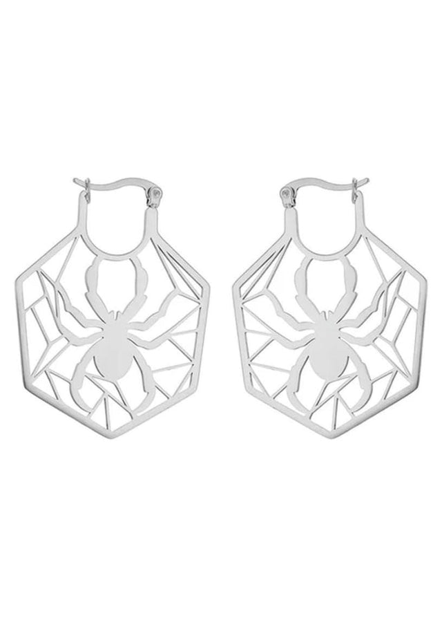 Silberne Spinnennetz-Ohrringe.