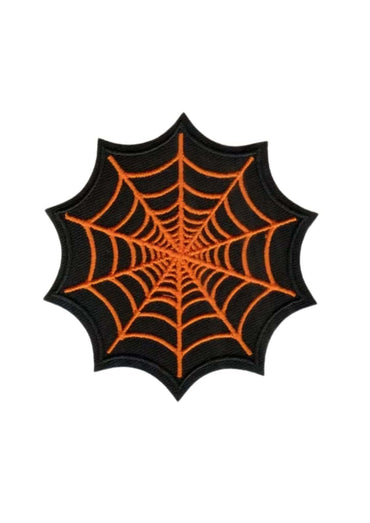 Black und orange spider web orange patch mit glänzender reflektierender oberfläche