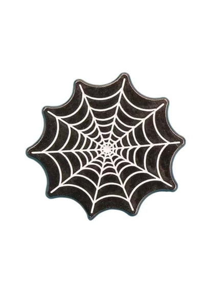 Schwarzer Spinnennetz-Anstecker mit weißem Gothic-Muster für individuellen Style