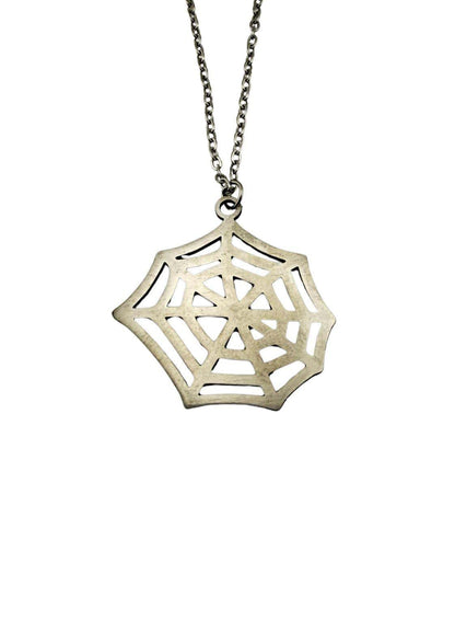 Silberne spiderweb small halskette mit filigranem edelstahl-kettenanhänger, geeignet für jeden tag