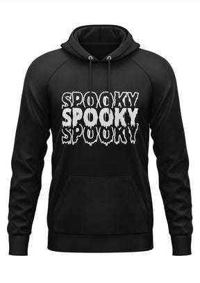 Schwarzes Gothic-Hoodie mit spooky-Text in tropfender Schrift