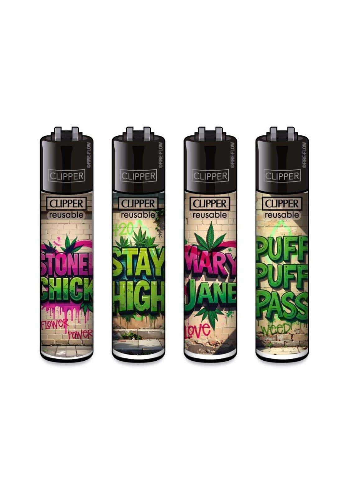 Clipper Feuerzeuge mit unterschiedlichen Graffiti Designs