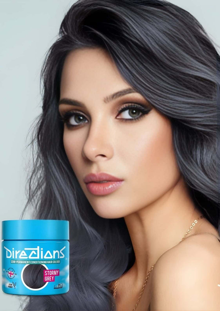 Vibrante blaue dose directions stormy grey semi-permanente haarfarbe für intensives metallisches silberweißes haar in 100ml