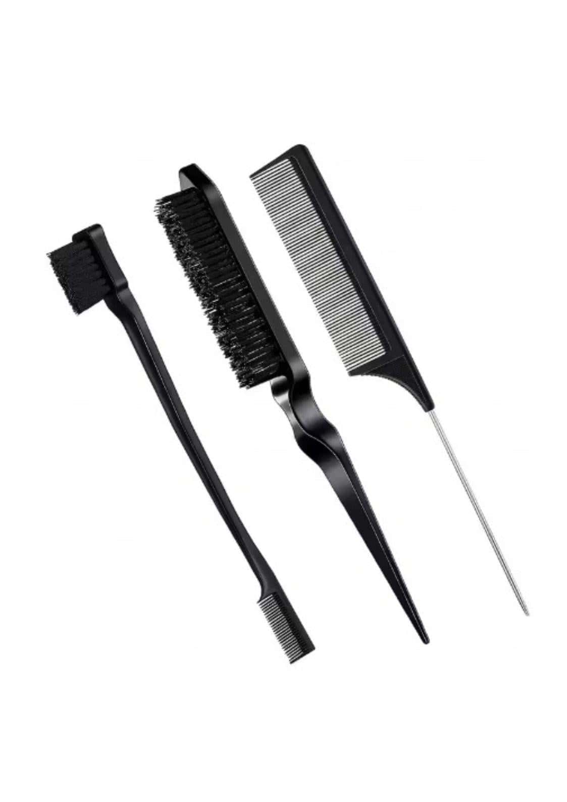 Schwarzes styling kamm set aus kunststoff mit feinkamm, breiter pinsel und präzisionsbürste für präzise haarfarben und friseur zubehör