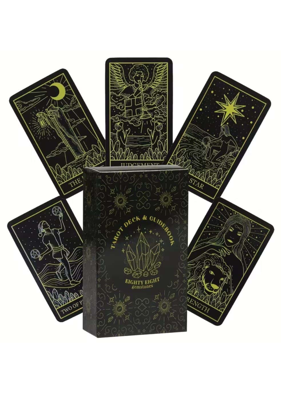 Tarot karten eigthy eigth schwarzes tarotkartenset mit gold folienverzierung und kristallmuster von eighty eight