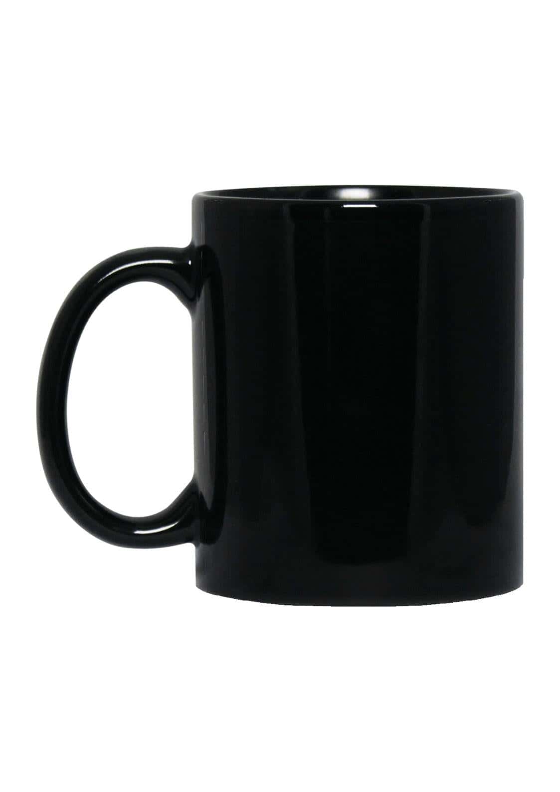 Schwarze keramiktasse 300ml mit glänzender oberfläche und rundem griff ideal für den täglichen gebrauch
