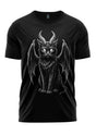 Schwarzes Bio-Baumwolle Shirt THE BAT CAT mit dämonischer Katze