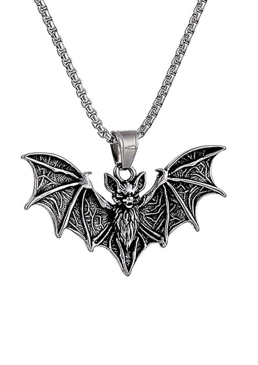 Silberne halskette the bat mit gotischem fledermausanhänger und filigranen details für horror fans