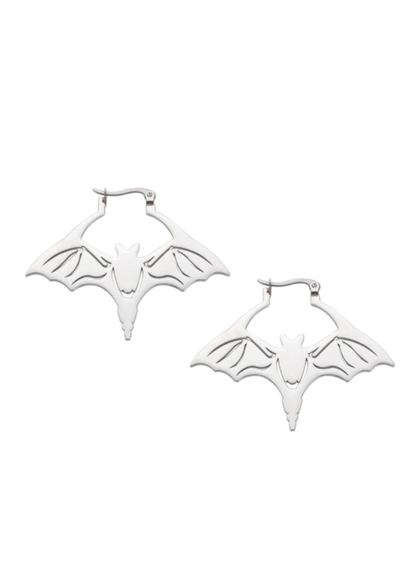 Silberne Fledermaus-Ohrringe The Bat mit gotischen Metallflügeln