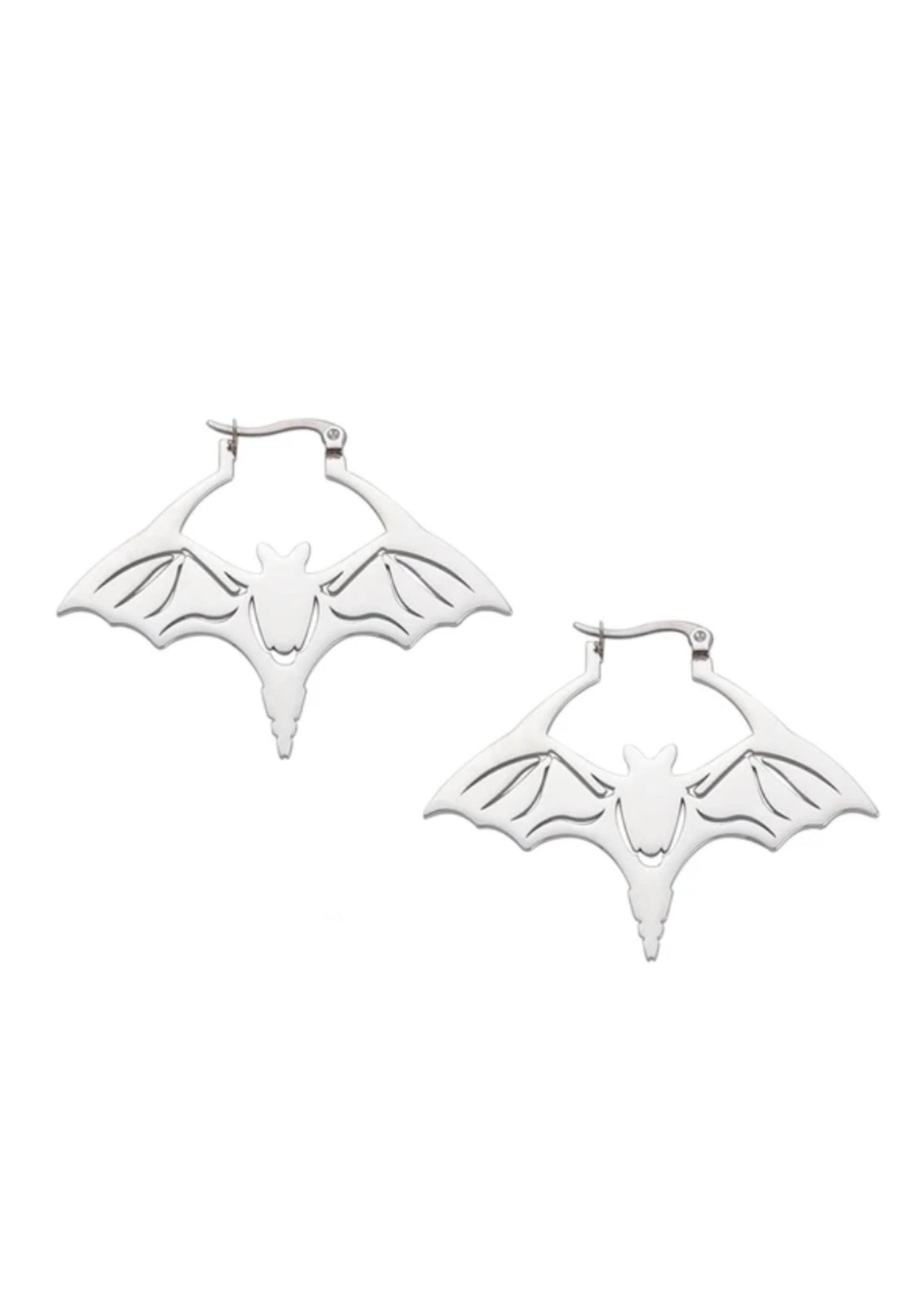 Silberne Fledermaus-Ohrringe The Bat mit gotischen Metallflügeln