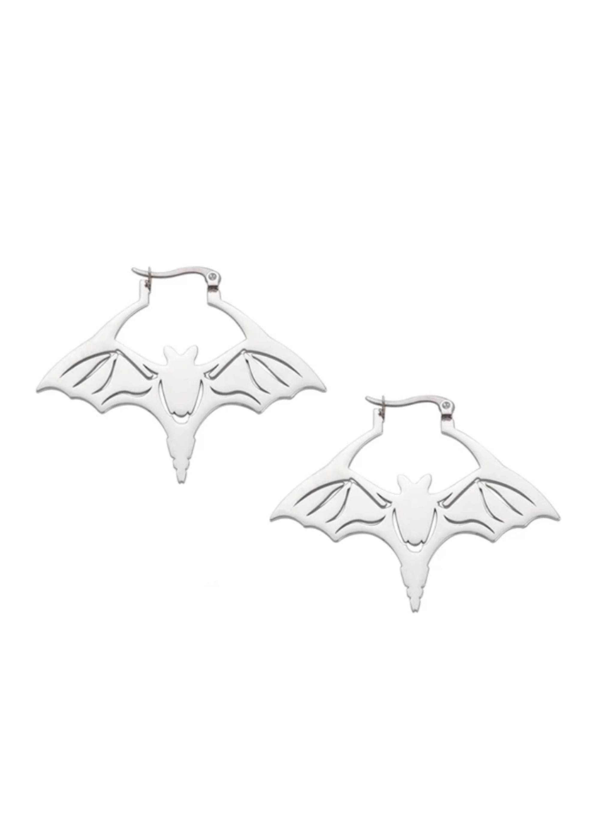 Silberne Fledermaus-Ohrringe The Bat mit gotischen Metallflügeln