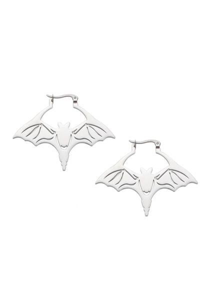 Silberne Fledermaus-Ohrringe The Bat mit gotischen Metallflügeln