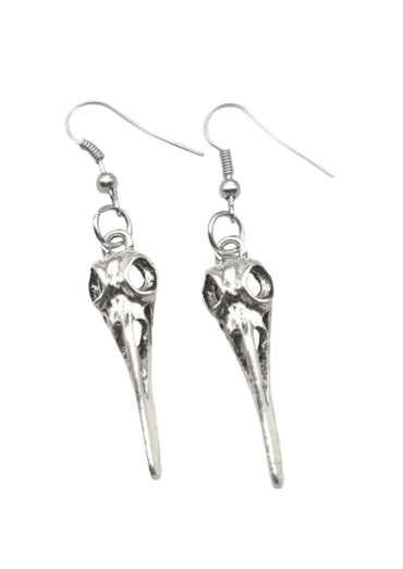 The beak silberfarbene vogel schädel ohrringe mit gothic horror design aus metall