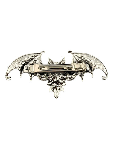 Silberner Gothic Fledermaus Haarklammer The Crawler mit Metall-Details