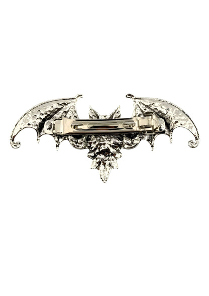 Silberner Gothic Fledermaus Haarklammer The Crawler mit Metall-Details