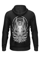 Schwerer Unisex Hoodie THE DEER mit weißem Totenkopf-Print