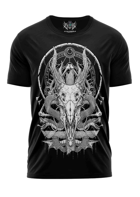 Schwarzes T-Shirt The Deer mit gotischem Totenkopf-Motiv