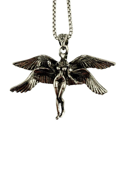 Silberne flügelengel anhänger halskette the flying death mit detaillierter gravur und boxkette gothic stil