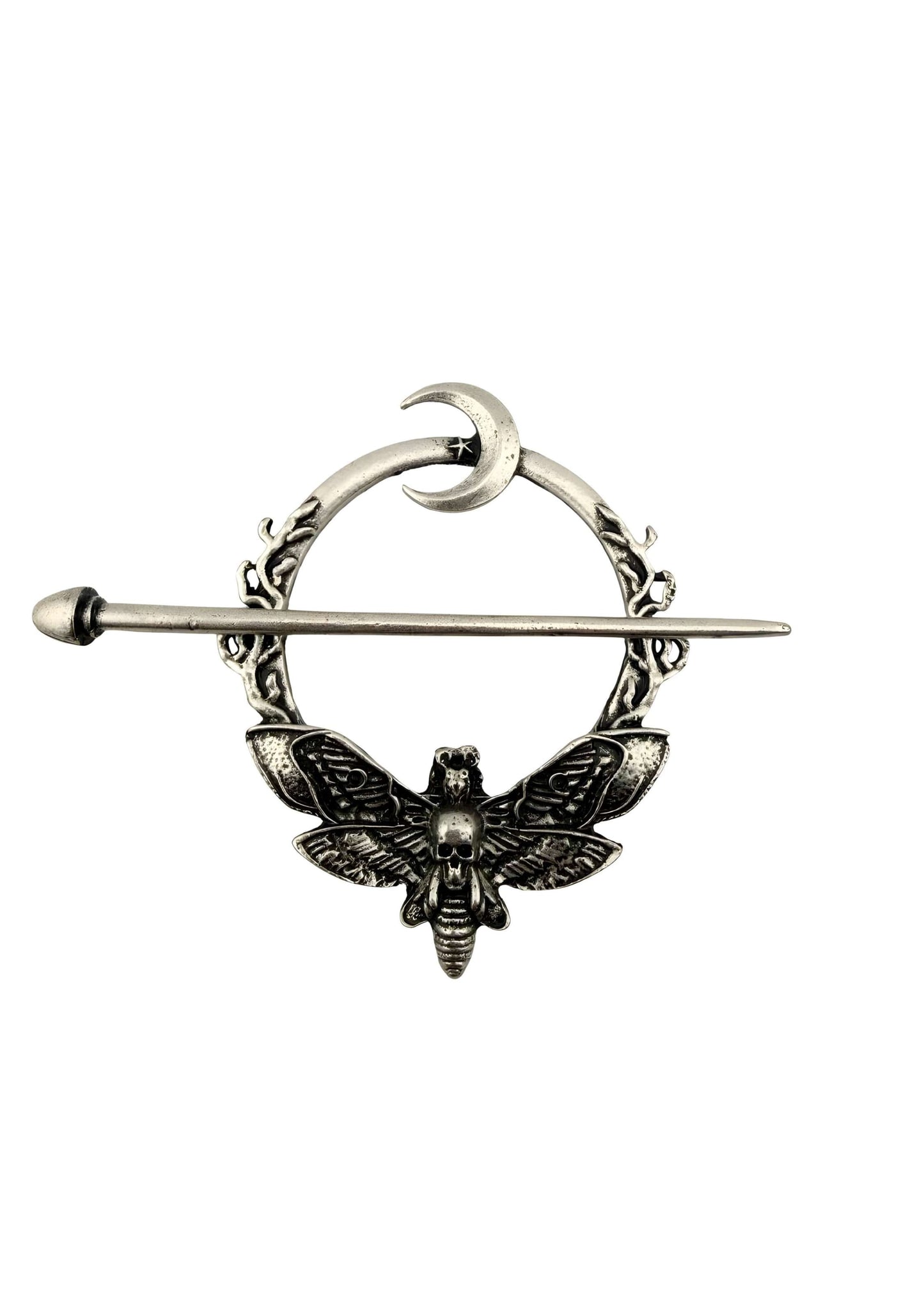 Gotischer Metall-Haarklammer THE MOTH mit Totenkopf-Motte