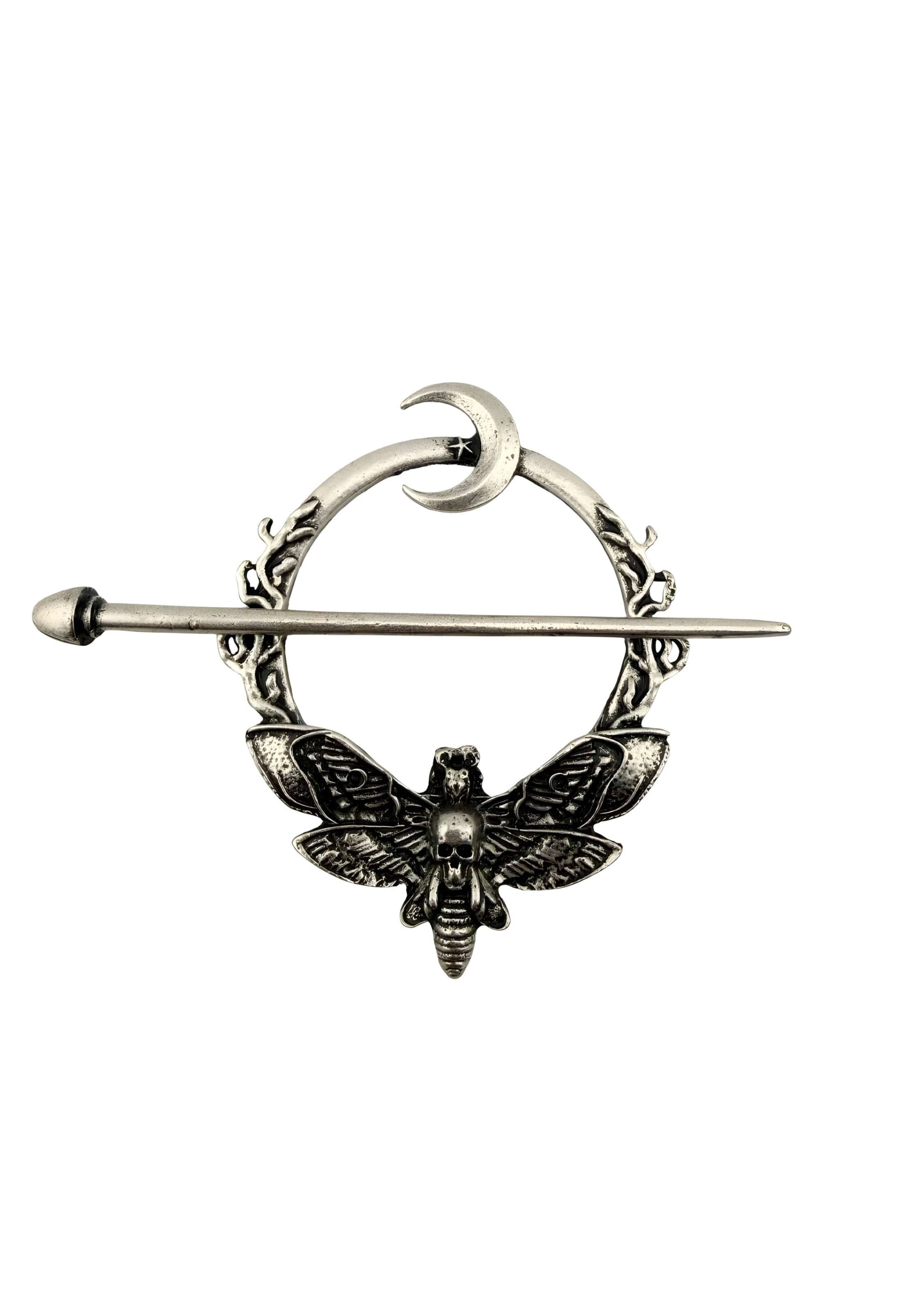 Gotischer Metall-Haarklammer THE MOTH mit Totenkopf-Motte