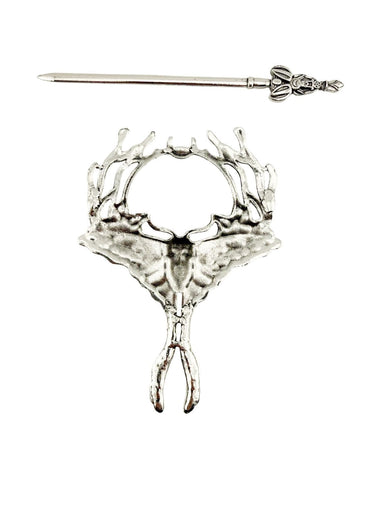 Silberne Haarnadel im Krebs-Thema mit aufwendiger Verarbeitung und einem dekorativen Griff.