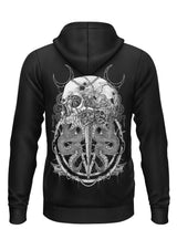 Schwerer Unisex Hoodie mit weißem Totenkopf-Rückenprint