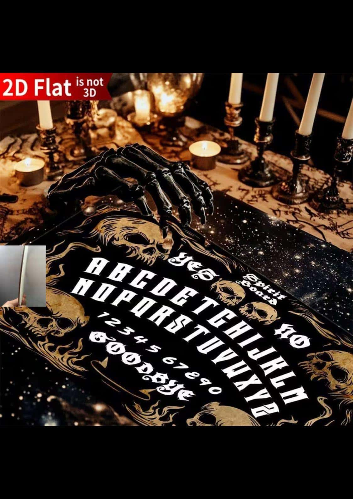 Schwarzes und goldenes spirit board the skulls ouija board mit skelett hand und totenmotte im klassische ouija-tradition design