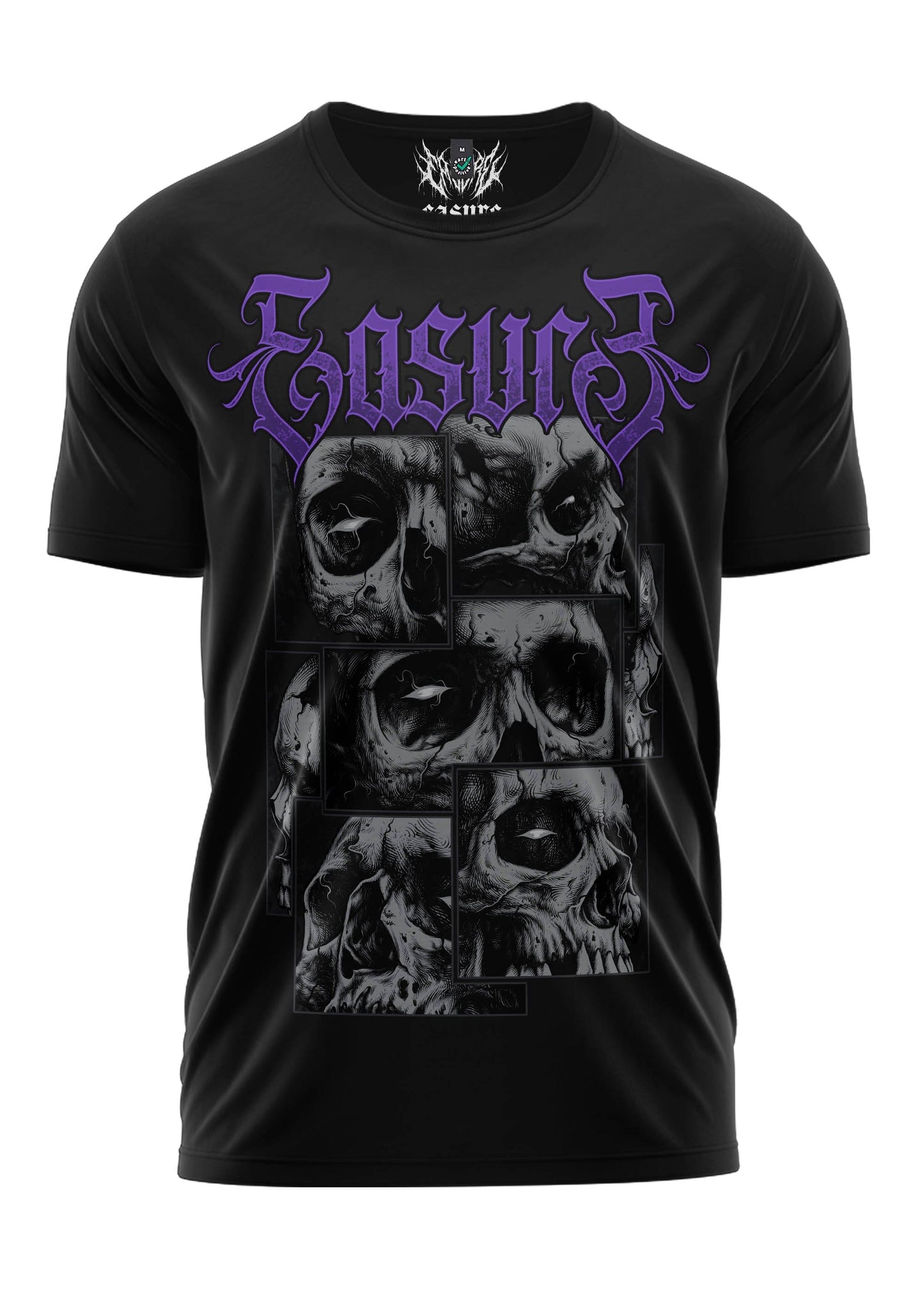 The Stack schweres Unisex T-Shirt mit Schädel-Grid und Easurz