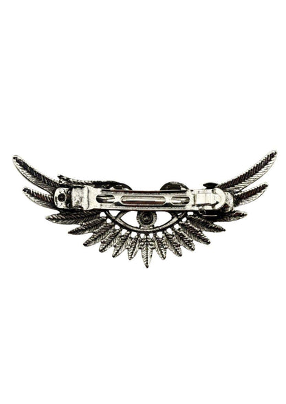 Silver haarklammer the wing mit augenmotiv in der mitte ideal für gothic haare und als gothic haarklammer