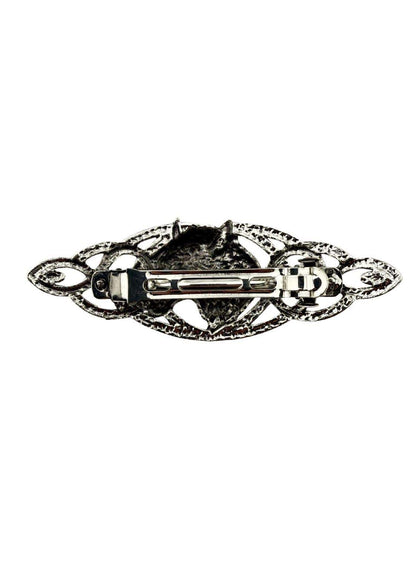 Silberfarbene gothic haarklammer the wolf mit filigranem design und zentralem dunklem verzierungselement