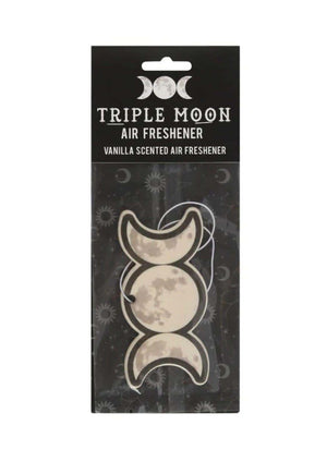 Vanilleduft lufterfrischer triple moon mit cremefarbenem mondphasen design auf schwarzer verpackung