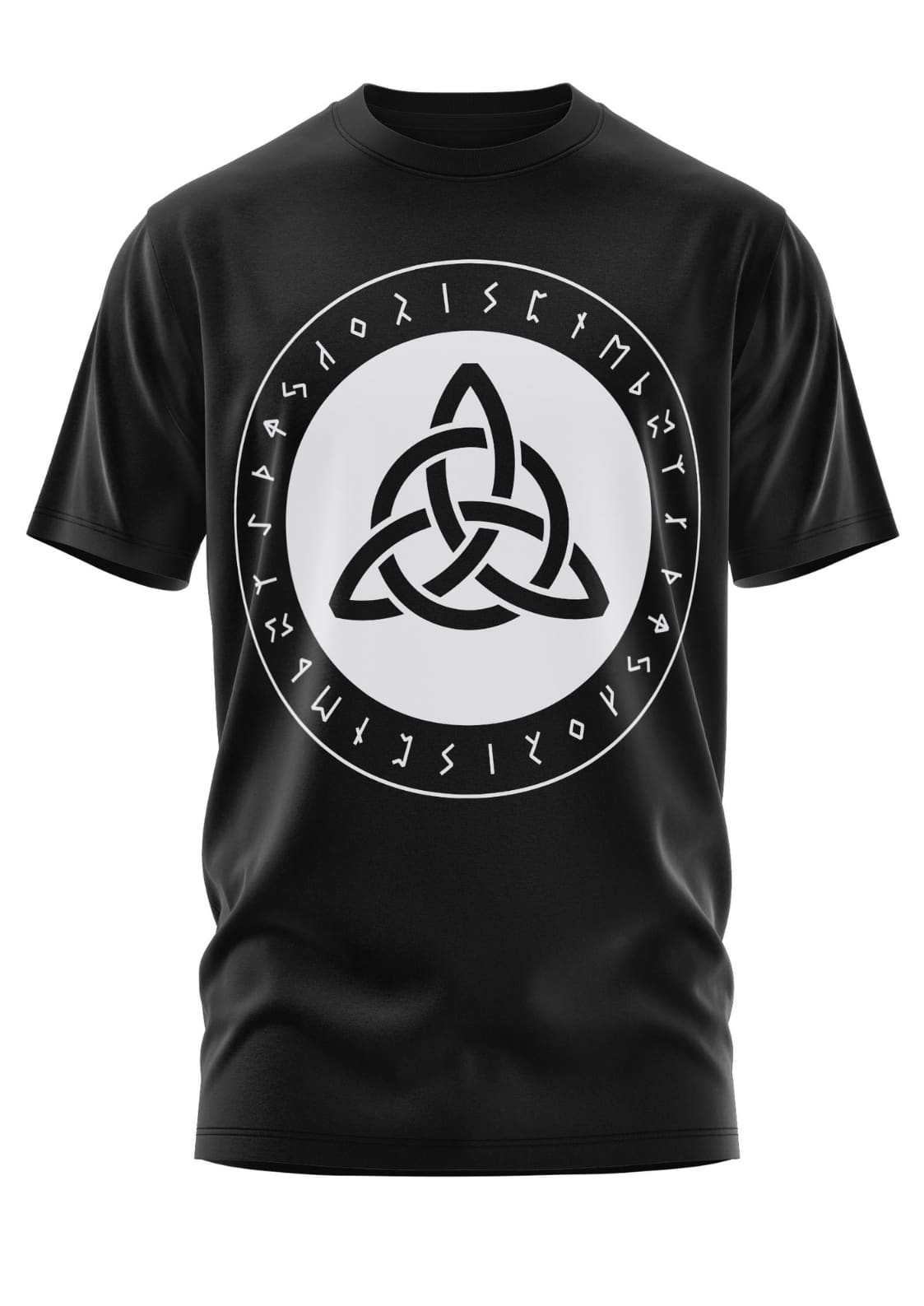 Schwarzes Gothic-Metal-T-Shirt mit Triquetra-Triskel-Design