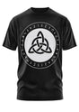 Schwarzes Gothic-Metal-T-Shirt mit Triquetra-Triskel-Design