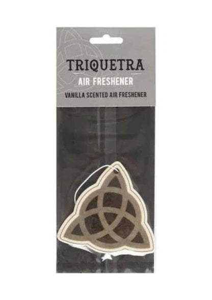Triquetra vanilla lufterfrischer aus holz in form eines triquetra symbols für auto oder raum mit vanilleduft