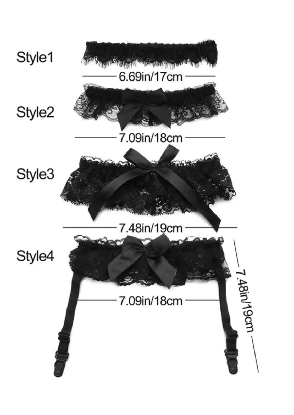 Schwarzes spitzen strumpfband mit satin schleife und verstellbaren trägern ideal für gothic und dark fashion