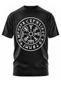 Schwarzes Vegvisir-Shirt mit gotischem Wikinger-Runen-Design