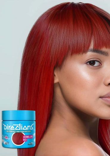 Vermilion rot richtungen intensive tiefrote haarfarbe in blauem zylinder zur intensiven haartönung 100ml